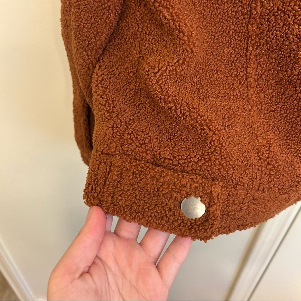 Nordstrom BP Rust Burnt Orange Sherpa Jacket Size Small Lined and Cozy - Picture 6 of 7